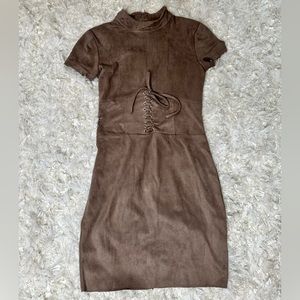 Microsuede corset mini dress